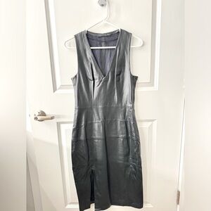Zara black faux leather midi dress / zara black dress